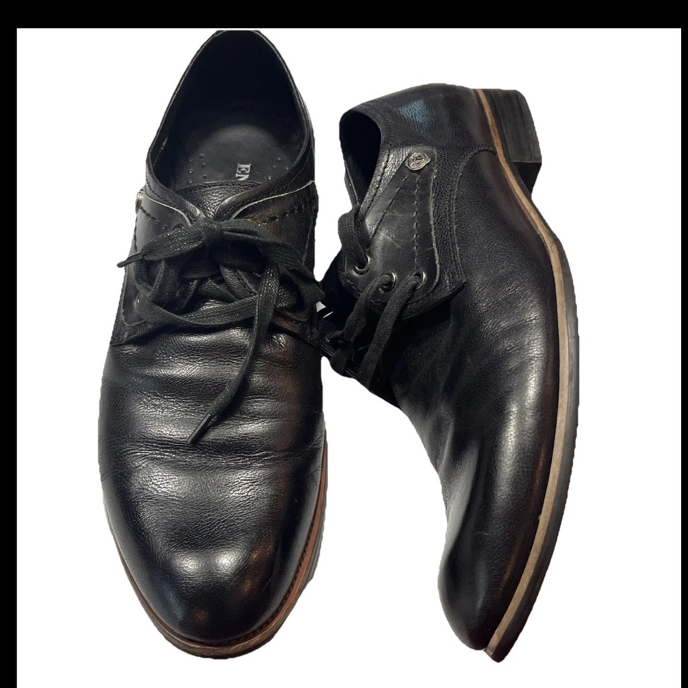 Encore By Fiesso arielo garcia men 11 BLACK lace Up Leather Loafer Shoes FI9052